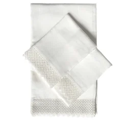 Once Milano Set da letto in lino bianco con macramè> Biancheria Da Letto