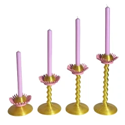 M'AMA Interni + di Federica Zama Set di 4 candelabri stampati in 3D Blooming Oro e Rosa> Candelieri E Portacandele
