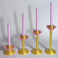 M'AMA Interni + di Federica Zama Set di 4 candelabri stampati in 3D Blooming Oro e Rosa><noscript><img width=