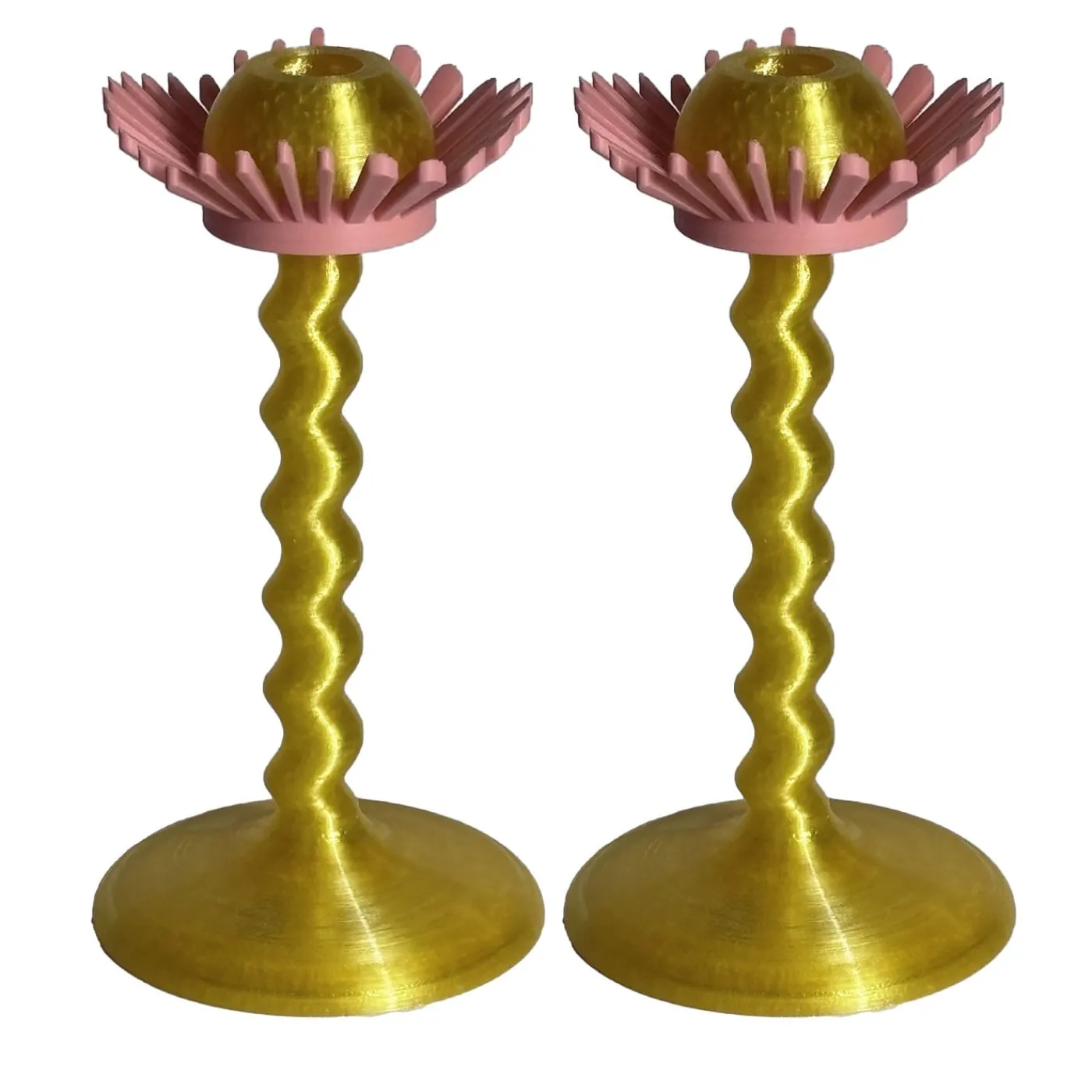 M'AMA Interni + di Federica Zama Set di 2 candelabri stampati in 3D Blooming Oro e Rosa> Candelieri E Portacandele