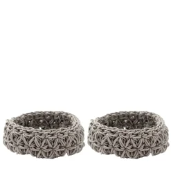 Rosanna Contadini Set di 2 cestini grigi Ricami #1 di> Ceste