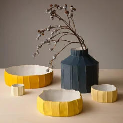 Paola Paronetto Set di 3 Ciotole Ninfea Low Corteccia C/11Giallo Sole><noscript><img width=