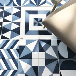 Francesco De Maio Set di 25 piastrelle Blu Ponti Decorazione Tipo 27 di Gio Ponti> Piastrelle E Pavimenti