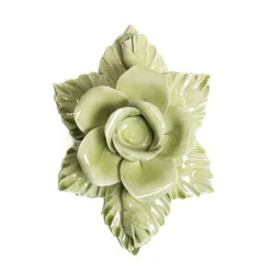 Bitossi Home Set di 2 portacandele in ceramica a forma di rosa verde> Candelieri E Portacandele