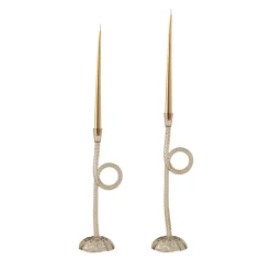 Aina Kari Set di 2 portacandele Knot in vetro di Murano Champagne> Candelieri E Portacandele