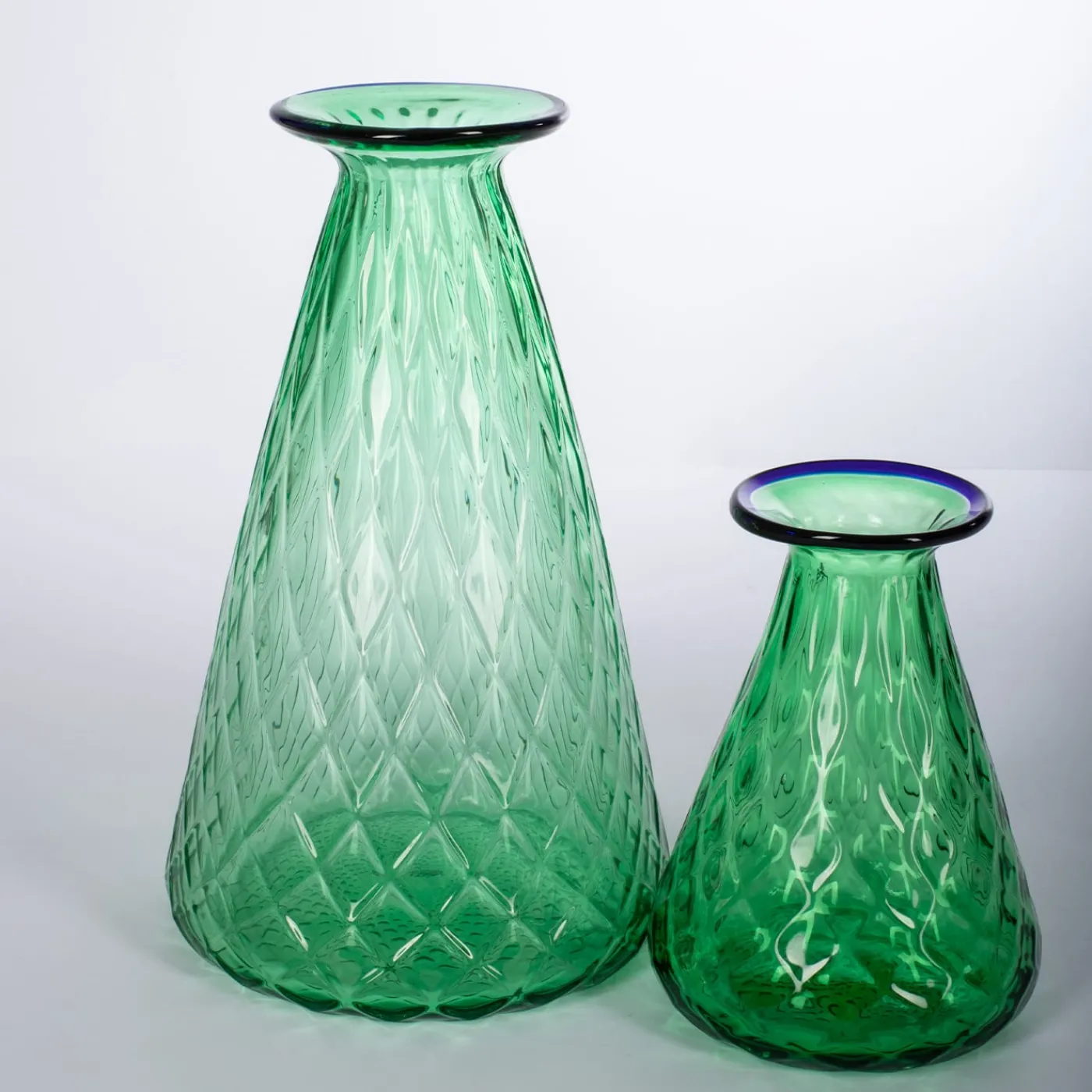 Officine di Murano 1295 Set di 2 vasi conici verdi Balloton> Vasi Da Fiori