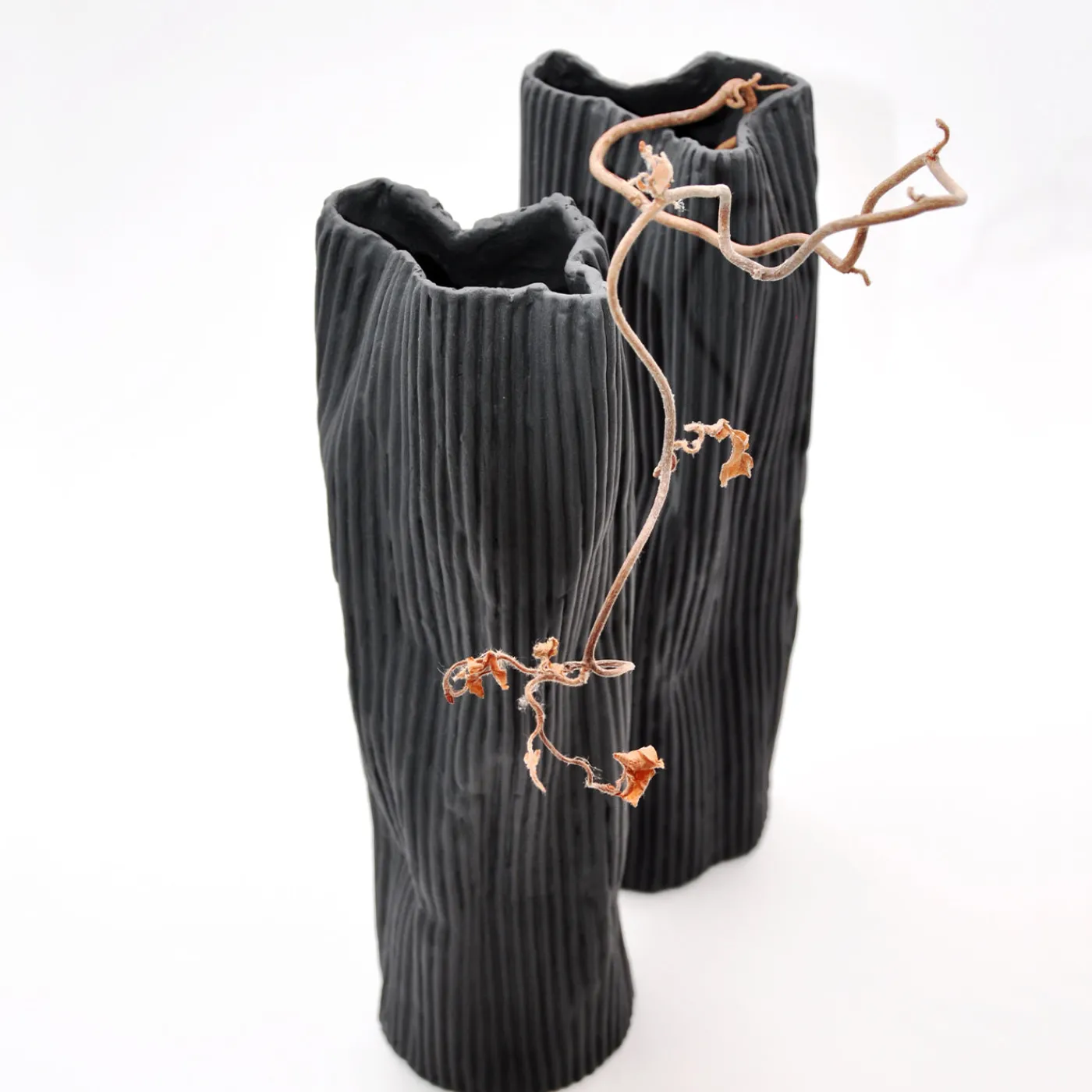 Design Center 1991 Set di 2 vasi decorativi "Paesaggio 25 Black #2" di Nino Basso> Vasi Decorativi