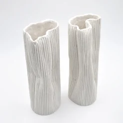 Design Center 1991 Set di 2 Vasi Decorativi "Paesaggio 19 #3" bianchi di Nino Basso> Vasi Decorativi