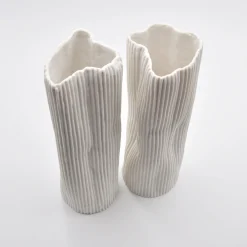 Design Center 1991 Set di 2 vasi decorativi "Paesaggio 19 #2" di Nino Basso bianchi> Vasi Decorativi