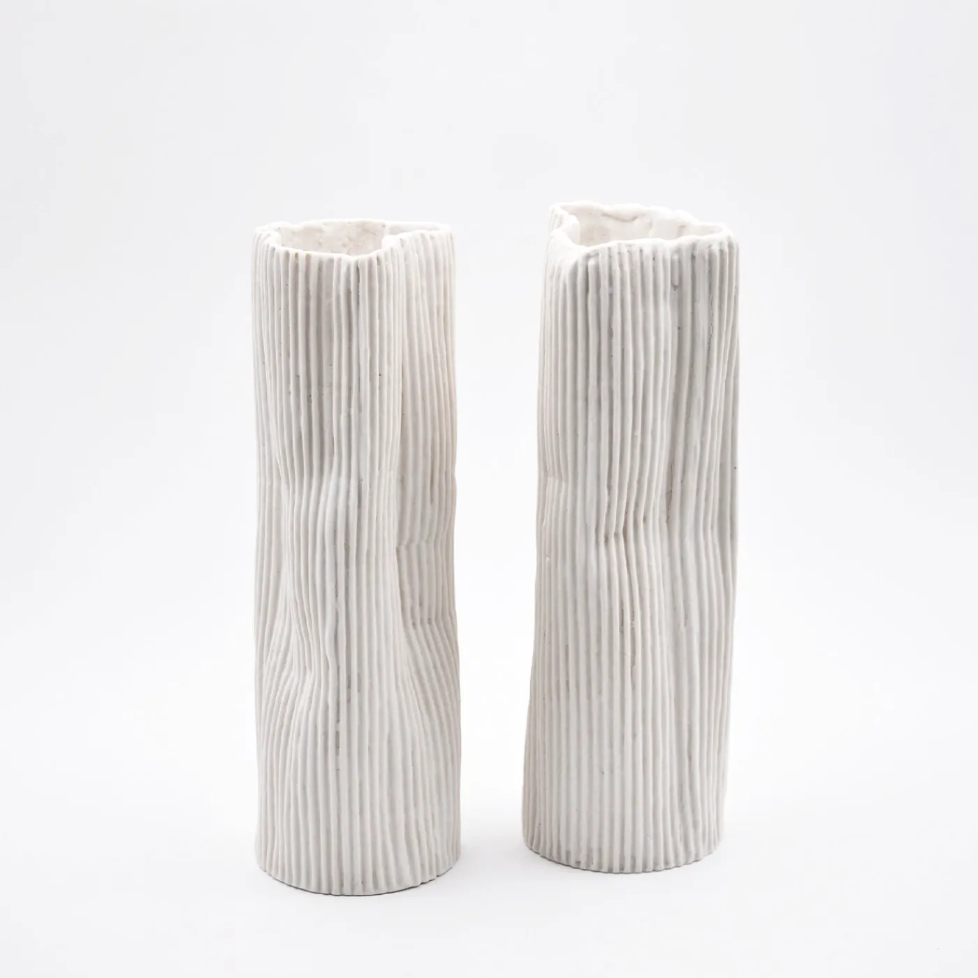 Design Center 1991 Set di 2 vasi decorativi "Paesaggio 19 #2" di Nino Basso bianchi> Vasi Decorativi