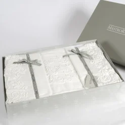 Mastro Raphael Set di lenzuola e due federe ricamate in avorio Dune Merveille><noscript><img width=