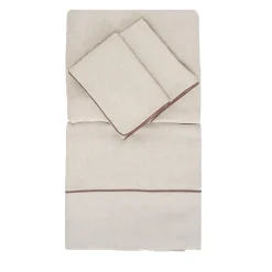 Once Milano Set di lino naturale Summer Bed con profili rosa vintage> Biancheria Da Letto