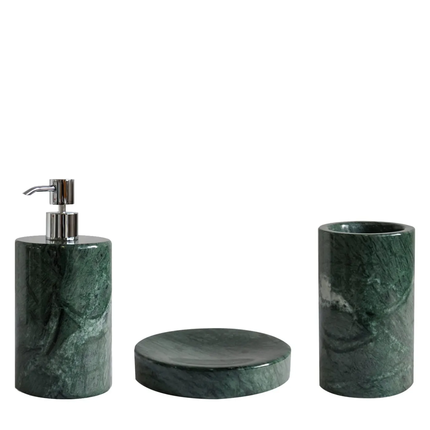 FiammettaV Home Collection Set rotondo da bagno in marmo verde del Guatemala> Arredo Bagno