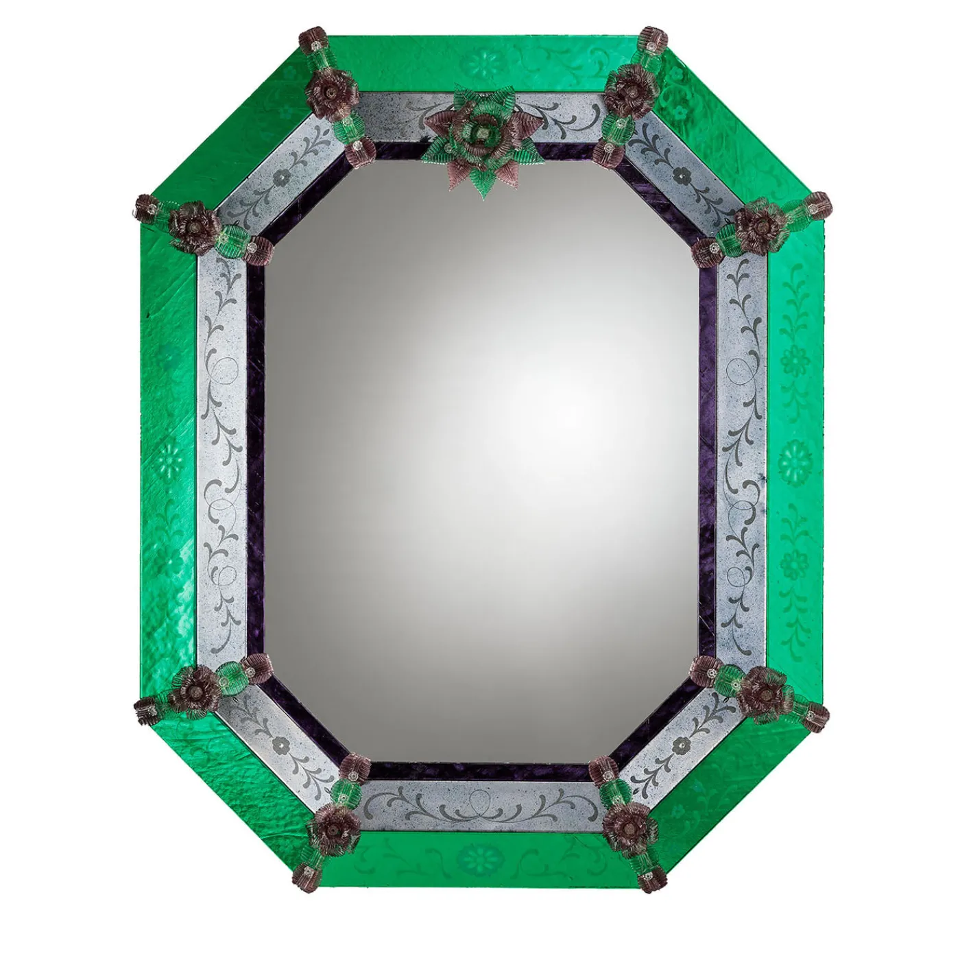 Barbini Specchio da parete Anaki in vetro di Murano Verde> Specchi Da Parete