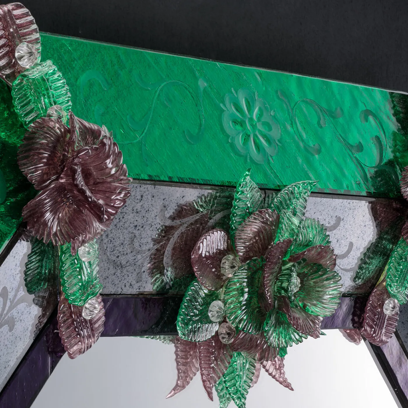 Barbini Specchio da parete Anaki in vetro di Murano Verde> Specchi Da Parete