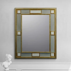 Caiafa Specchio da parete dorato verticale con scene allegoriche in porcellana di Capodimonte> Specchi Da Parete