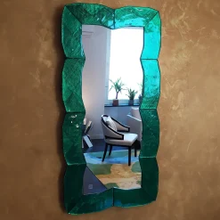 Fratelli Tosi Specchio da parete in vetro di Murano Onda Smeraldo><noscript><img width=