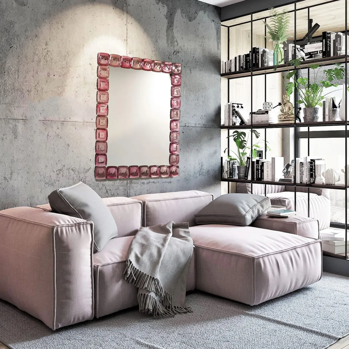 Fratelli Tosi Specchio da parete in vetro di Murano Rettangolo Rubino> Specchi Da Parete