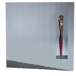 Arte Nel Design Specchio da parete Mirage con scultura in bronzo e acciaio argento> Specchi Da Terra