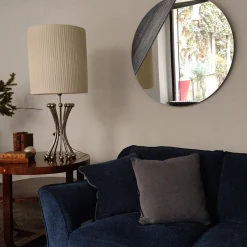 Disain 1971 Specchio da parete Orizzonte Tondo in resina spatolata argento><noscript><img width=