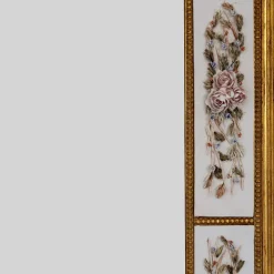 Caiafa Specchio da Parete Oro con Porcellana Biscuit di Capodimonte e Rose Dipinte><noscript><img width=