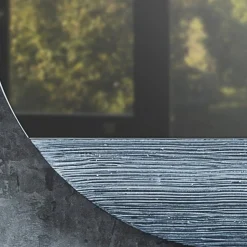 Disain 1971 Specchio da parete ovale Orizzonte in resina spatolata argento #1><noscript><img width=