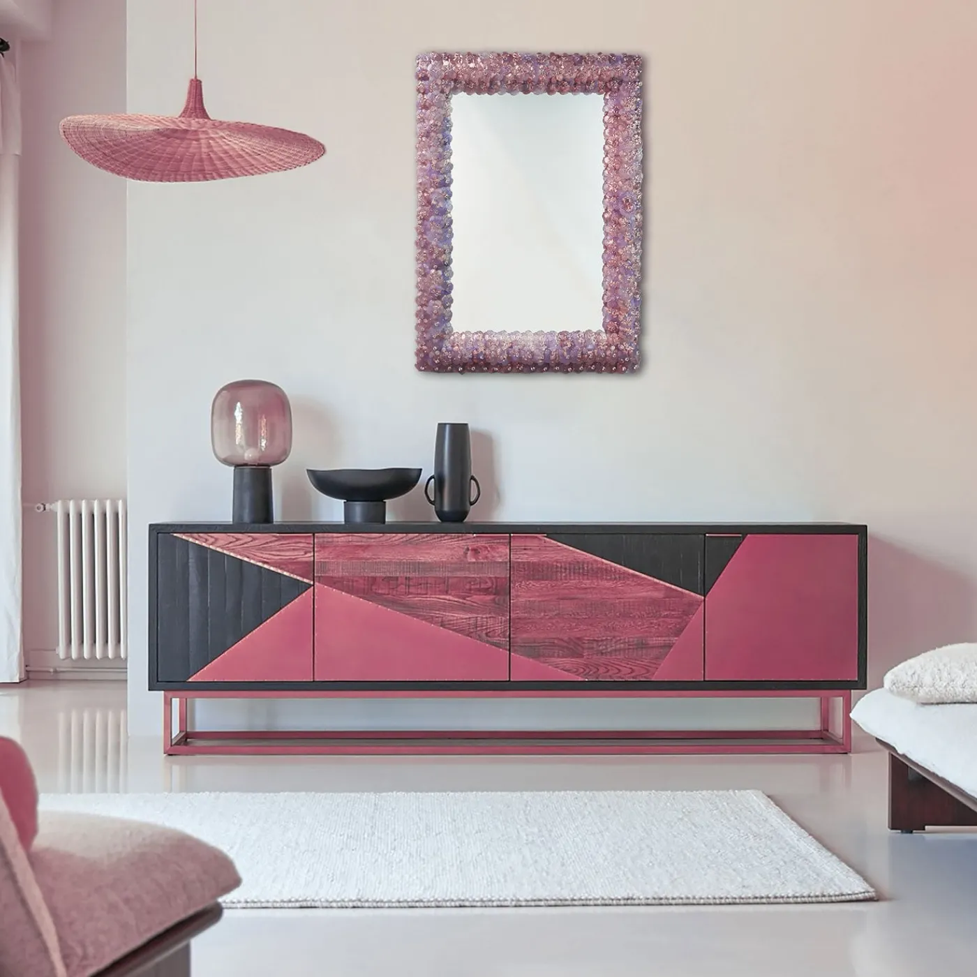 Fratelli Tosi Specchio da parete rettangolare Roseto Glicine Oro> Specchi Da Parete