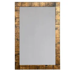 Spini Firenze Specchio da Parete Rettangolare con Scanature in Legno Bronzo Matt> Specchi Da Parete