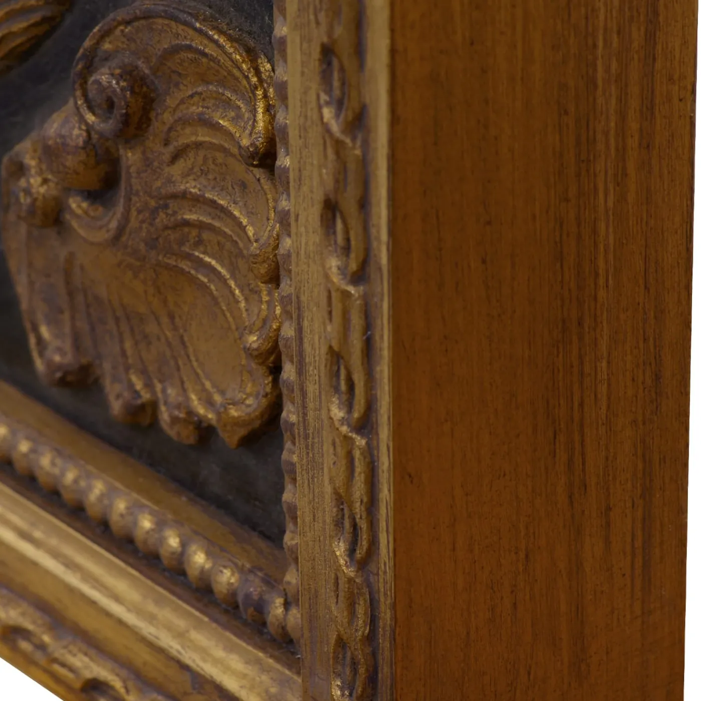 Caiafa Specchio da parete rotondo in ebano e oro> Specchi Da Parete