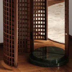 Medulum Specchio da Pavimento in Noce e Marmo Verde Alpi della Collezione Carabottino in Edizione Limitata> Specchi Da Terra