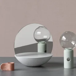 Forma & Cemento Specchio da tavolo bifacciale D30 in bianco> Specchi Da Tavolo