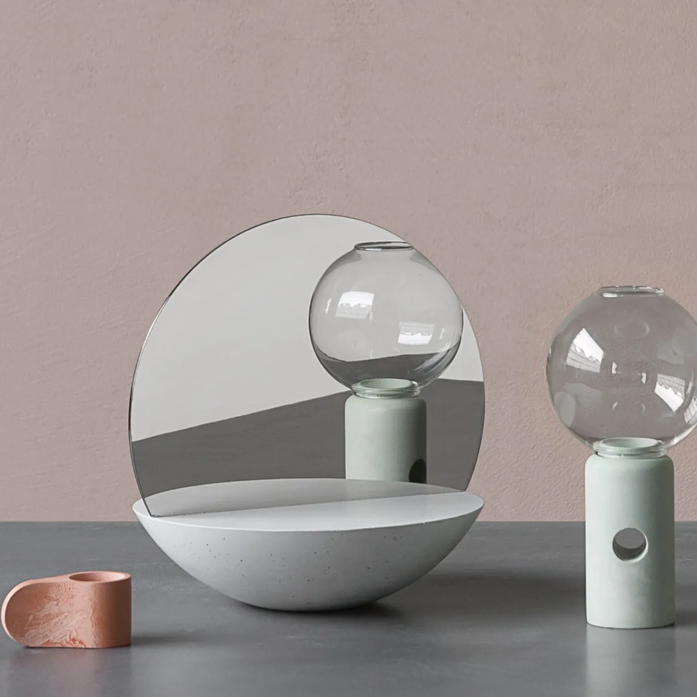 Forma & Cemento Specchio da tavolo bifacciale D30 in bianco> Specchi Da Tavolo