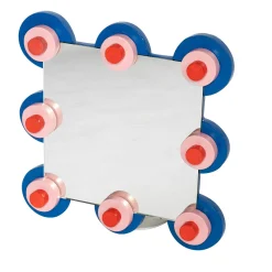 Andrea de Chirico Specchio decorativo da parete Guarino in legno laccato blu e rosso> Specchi Da Parete