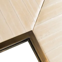 Selezioni Domus Specchio in Pelle di Anguilla e Ottone Lucido Chiaro Nuance Avorio> Specchi Da Parete