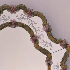 Fratelli Tosi Specchio in vetro di Murano rosa/ambra Vetrai> Specchi Da Parete