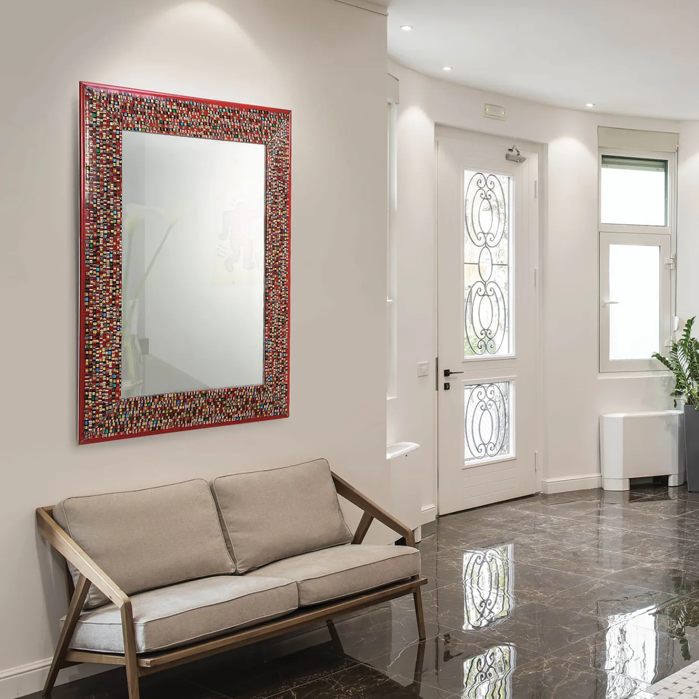 VéVé Glass Specchio Phoenix con cornice a mosaico in vetro di Murano> Specchi Da Parete