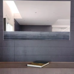 Disain 1971 Specchio rettangolare Orizzonte decorato con resina spatolata argento><noscript><img width=