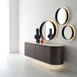 Modesign Specchio rotondo in ferro nero lava grigio Dorian><noscript><img width=