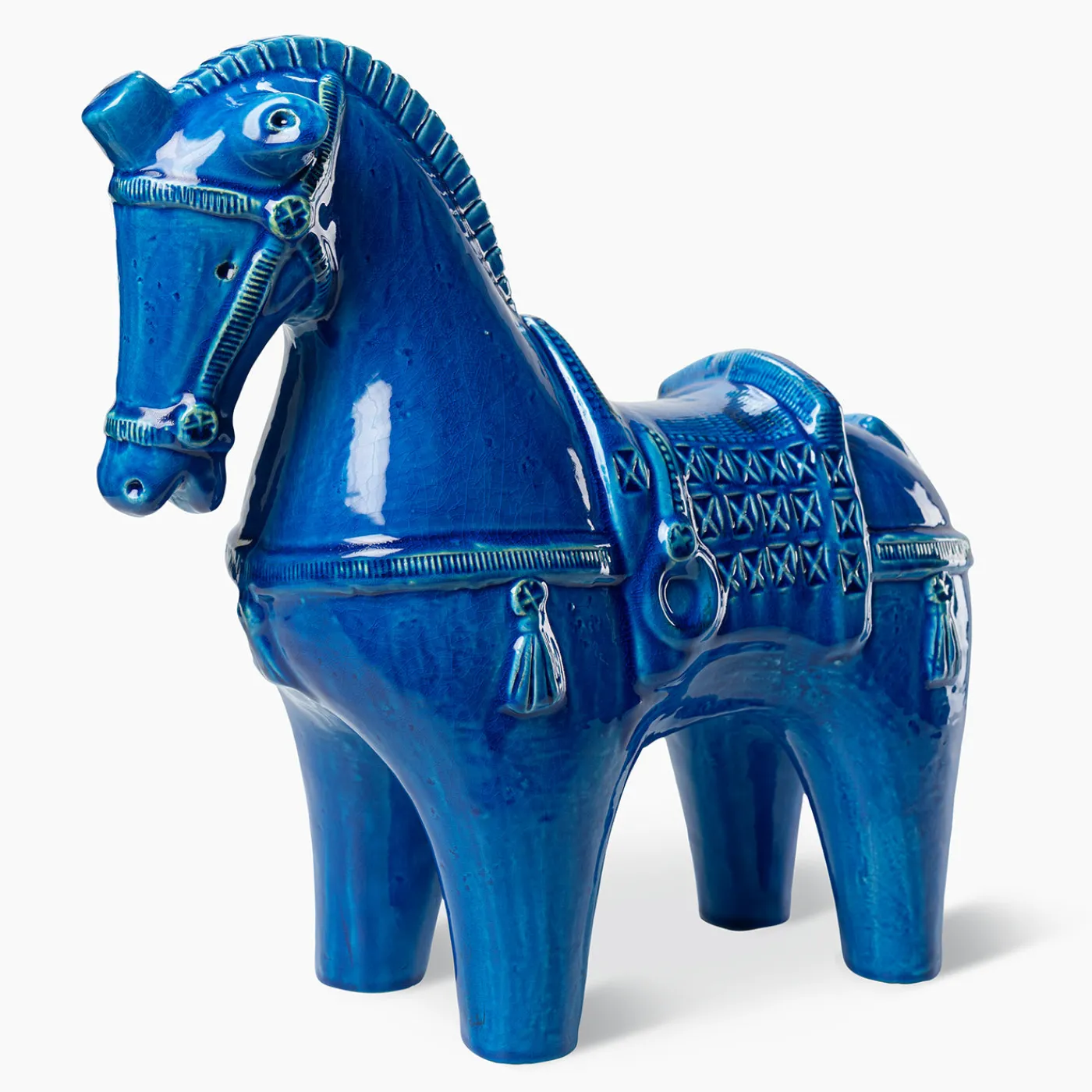 Bitossi Ceramiche Statuetta di cavallo blu di Aldo Londi> Sculture Decorative