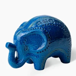 Bitossi Ceramiche Statuetta Elefante Blu di Aldo Londi><noscript><img width=