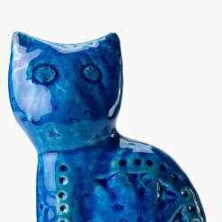 Bitossi Ceramiche Statuetta Gatto Seduto Blu di Aldo Londi> Statuine
