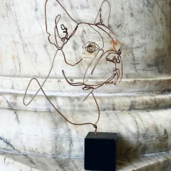 Profilo Statuetta in bronzo di cane toro francese><noscript><img width=