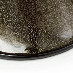 Officine di Murano 1295 Stmat Vaso con piede in nero e oro 24K con coperchio><noscript><img width=