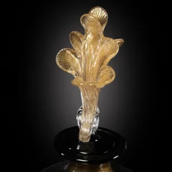 Officine di Murano 1295 Stmat Vaso con piede in nero e oro 24K con coperchio><noscript><img width=