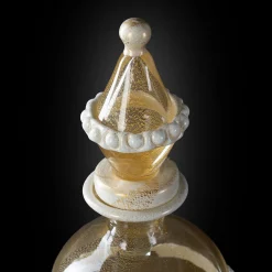 Officine di Murano 1295 Stmat Vaso con piede in oro e bianco 24 carati con coperchio> Vasi Con Coperchio
