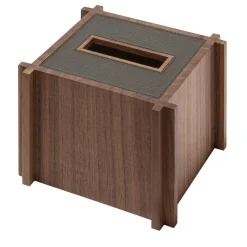 Giobagnara Structura Portafazzoletti quadrato in pelle e legno #2> Arredo Bagno