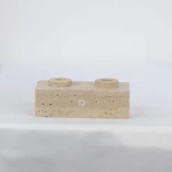 FiammettaV Home Collection TA Portacandele doppio squadrato in marmo travertino> Candelieri E Portacandele