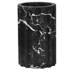 FiammettaV Home Collection TAN Vaso a colonna in marmo Marquina nero satinato> Vasi Decorativi