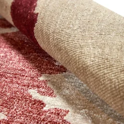 Nodus Tappeto artigianale in seta di bambù rosso e bianco Mars><noscript><img width=