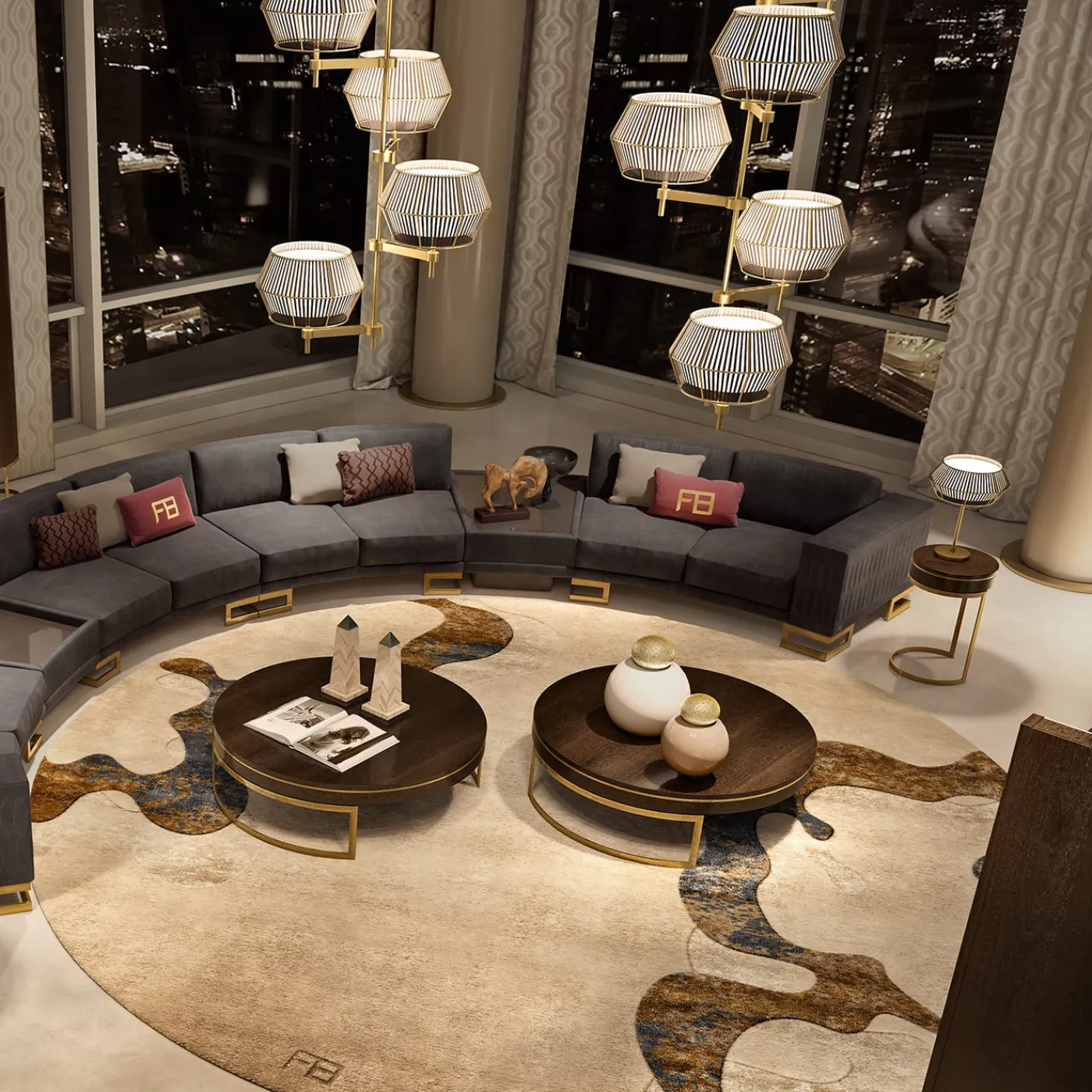 Franco Bianchini Tappeto circolare Metamorfosi in lana e seta artistica Collezione FB> Tappeti E Moquette